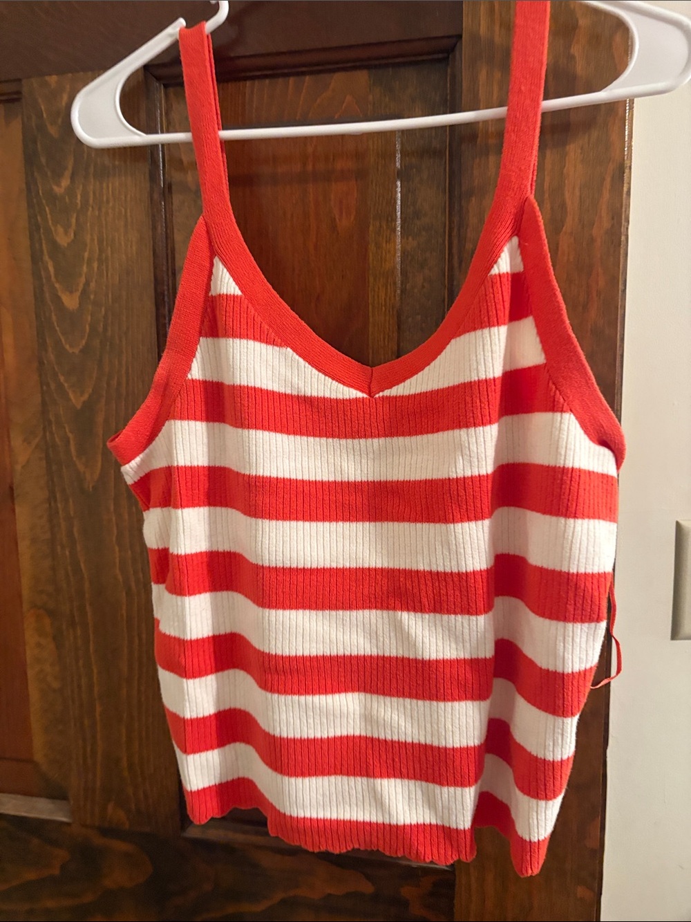 Universal thread Red & White Striped Knit Tank Top